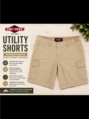 TRU-SPEC Women's Khaki Utility Cargo Shorts